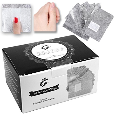 100Pcs(1 Box) Gel Nail Foil Wraps Nail Polish Remover Soak Off Gel Foils Nail Wraps with Cotton Pad Acrylic Nail Cleaner Wraps