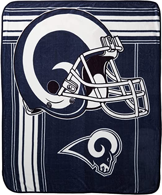 Officially Licensed NFL Los Angeles Rams "Touchback" Plush Raschel Throw Blanket, 50" x 60", Multi Color