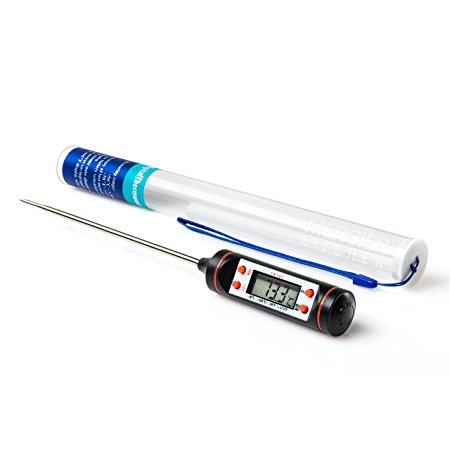 MERCIER Digital Cooking Thermometer, Stainless Cooking Thermometer with Instant Read, Long Probe, LCD Screen, Anti-Corrosion, Meat, Grill, BBQ, Milk, and Bath Water