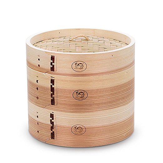 HUANGYIFU Chinese 7-12 Inch Handmade Food Wooden Steamer 2 Tiers Deep Wooden Basket - for Dumpling Dim Sum