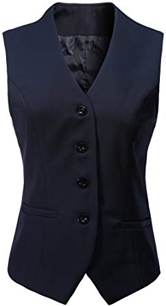 Foucome Womens V-Neck Suit Vest Two Button Formal Business Tuxedo Waistcoat Sleeveless Jacket Coat Top