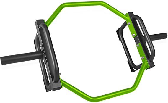 WF Athletic Supply Olympic Trap Bar, Hex Deadlifting Bar, 2-Inch Shrug Bar with Raised Handles for Squats & Deadlifts