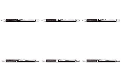 Pentel Energel Retractable Roller Ball, 0.7 mm Line Size, Black Barrel, Black Ink (BL407AA), 6 Packs