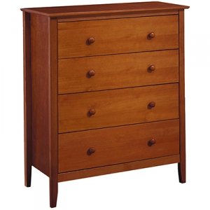 Adeptus Durable Contemporary Traditional 4 Drawer Bedroom Chest with Wood Pecan Finish