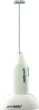 Aerolatte Milk Frother with Counter Stand, The Original Steam-Free Frother, Ivory, Batteries Included