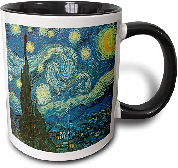 3dRose The Starry Night by Vincent Van Gogh Mug, 1 Count (Pack of 1), Black