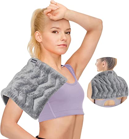 Maginno Microwave Heating Pad for Pain Relief and Cramps,14''x9.5''Natural Herb Moist Warm & Cold Compress Pack for Neck, Shoulder, Back, Knee, Joint, Muscle, Reusable Multipurpose Lavender Wrap