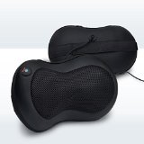 Shiatsu Neck and Back Massager Pillow - Shiatsu Massager w Heated Balls - Car Massager - Kneading Shiatsu Massager - Free Car Charger Included For a Limited Time - 100 NO Questions NO Hassle Money BackReplacement Guarantee for 90 Days Black
