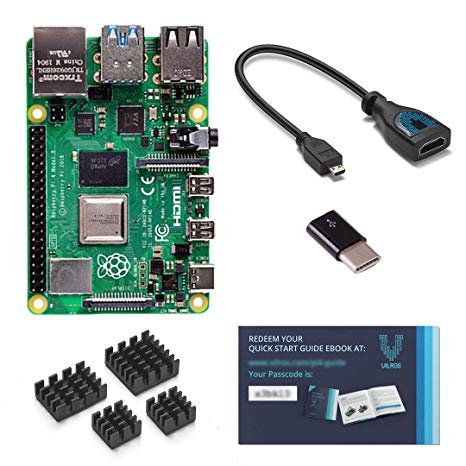 Vilros Raspberry Pi 4 with USB-C & Micro HDMI Adapters Quickstart Guide E-Book (4GB)