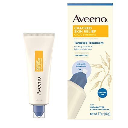 Aveeno Cracked Skin Relief CICA Ointment with Shea Butter and Triple Oat Complex, Petrolatum Skin Protectant for Dry and Sensitive Skin, Fragrance-Free and Steroid-Free, 1.7 oz