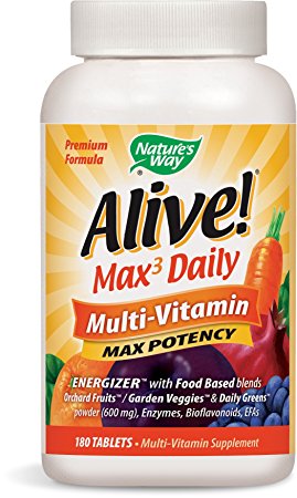 Nature's Way Alive! Max3 Daily Multi-Vitamin, Max Potency, 180 Tablets