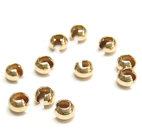 20 pcs 14k Gold Filled Crimp Bead Round Knot Covers 3mm/Findings/Yellow Gold