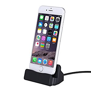GHB Charger Dock Desk Charger Station MFI Certified for iPhone 7 6S 6 Plus 5S SE 5C Black