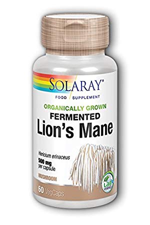 Solaray Organically Grown Fermented Lions Mane Mushroom 500mg 60 Veg Capsules