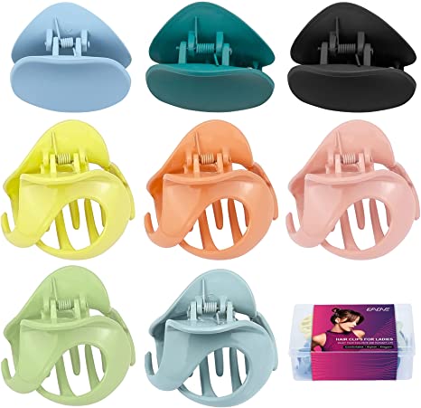 EAONE 8 Color Hair Clips Non-slip Hair Claw Clips Stylish Hair Clamps Hair Clip for Thick/Thin Hair 90s Girls and Women Christmas Gift with Box Packaged