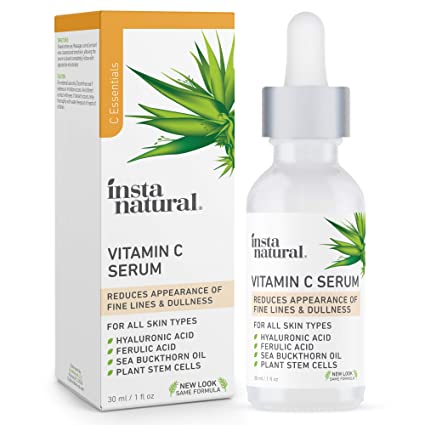 InstaNatural Vitamin C Serum 20% For Face - With Hyaluronic Acid, Ferulic Acid, Rosehip Oil, Seabuckthorn Oil & Vitamin E - Best Anti Aging Facial Serum Guaranteed - 1 OZ