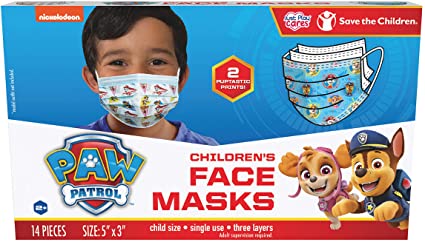 Paw Patrol Children’s Single Use Face Mask, 14 Count, Small, Ages 2-7, 2 Assorted Designs, Multi (27301)