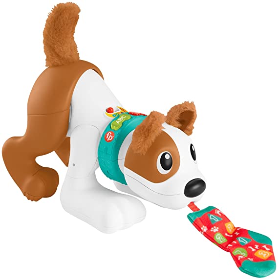 Fisher-Price 123 Crawl with Me Puppy, Electronic Dog Infant Crawling Toy with Music and Smart Stages Learning Content for Infants and Toddlers