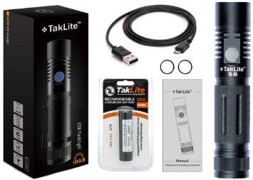 TakLite TA-50 1080  Lumen Professional Every Day Carry (EDC) Laser Burn Flashlight USB Rechargeable