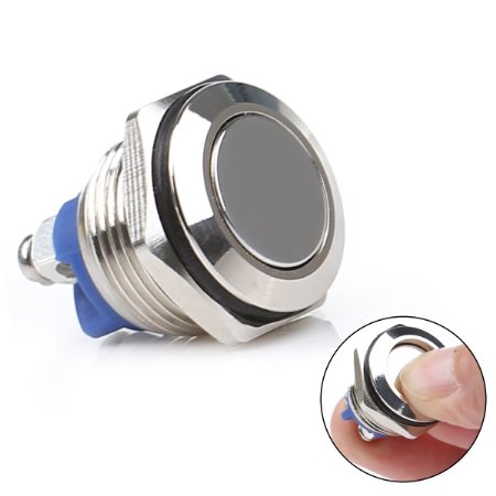 ccbetter QN16A1 Momentary Metal Push Button Switch 3A/250VAC 1NO SPST Industrial Car Switch with 2 Pins Suitable for 16mm 5/8" Mounting Hole