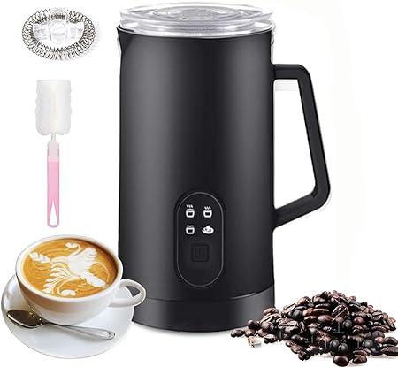 Electric Milk Foamer,4 in 1 Stainless Steel Milk Frother with Cold & Hot Froth for Latte Cappuccino - Automatic Coffee Foam Maker 580ml Instant stainless steel Milk Chocolate Steamer Heater