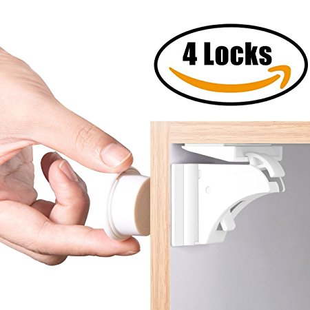 Magnetic Cabinet Locks Child Safety, Baby Proofing Magnet Drawers Locks, With High Power Stick, No Tools Needed (4Locks) By CalMyotis