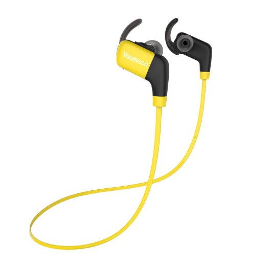 Youmoon Bluetooth headphones YM8 V4.1 Wireless Sports Earbuds Sweatproof Gym Stereo Headset Built-in Mic/APT-X for Smartphone (Yellow/Black)