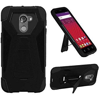 Tmobile REVVL Case, ALCATEL A30 FIERCE Case Phonelicious Heavy Duty [Shock Proof] [Drop Protection] Hybrid Kickstand Rugged Cover   Free Screen Protector   Stylus (BLACK)