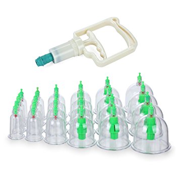 Omni 24 Cups Professional Cupping Therapy Equipment Set Premium Quality w/ Acu-pressure Pointers