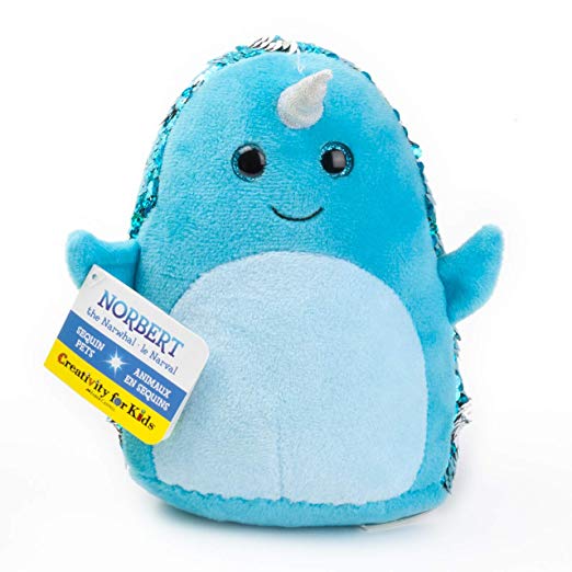 Creativity for Kids Mini Sequin Pets - Norbert The Narwhal Plush Toy - Weighted Sensory Toys for Kids