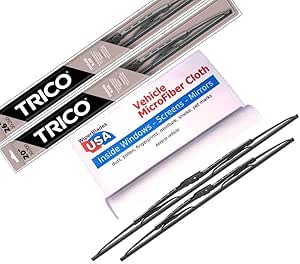 Wiper Blades Set for 2021 Jeep Grand Cherokee L Driver/Pass Trico Steel Wipers Set of 2 Bundled with MicroFiber Interior Car Cloth