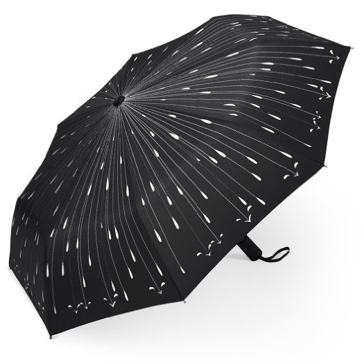Plemo Folding Umbrella With Anti-Slip Rubberized Grip, Windproof, Automatic and Compact for Business and Travel, Raindrop