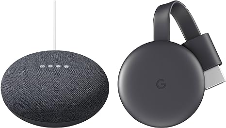 Google Nest Mini 2nd Generation Charcoal (Bluetooth Speaker) Chromecast 3rd Gen - Value Bundle