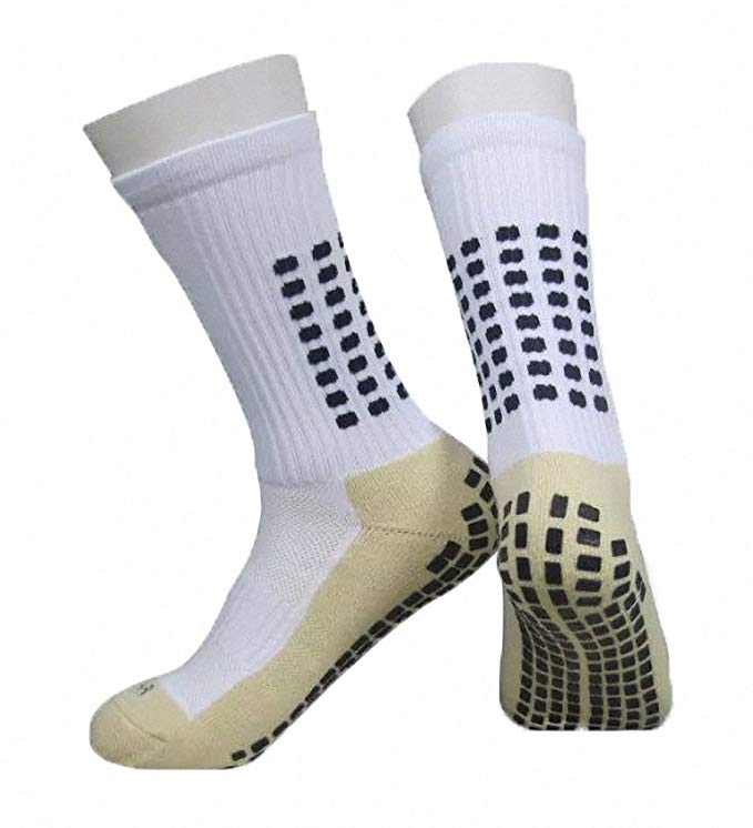 PreSox Unisex Sports Thicken Cushion Crew Socks with Rubber Dots for Baseball/Soccer/Futbol Shinguards