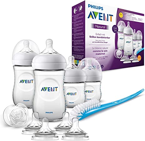 Philips Avent SCD301/02 Kit nouveau-né Natural, 2 Biberons 260ml   2 Biberons 125ml   1 sucette   4 tétines   1 brosse