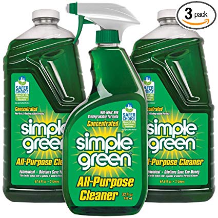 SIMPLE GREEN All-Purpose Cleaner - Stain Remover for Clothing, Fabric & Carpet, Cleans Floors & Toilets, Degreases Ovens & Pans, 32 oz Spray and 2-67.6 oz Refills (Pack of 3)