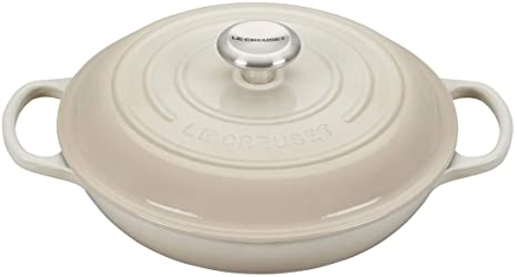 Le Creuset LS2532-26716SS Signature Braiser with SS Knob, 2.25 qt, Meringue