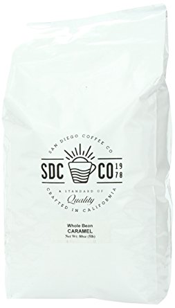 San Diego Coffee Caramel Flavored, Whole Bean Roasted Coffee, 80-Ounce (5-Pound)