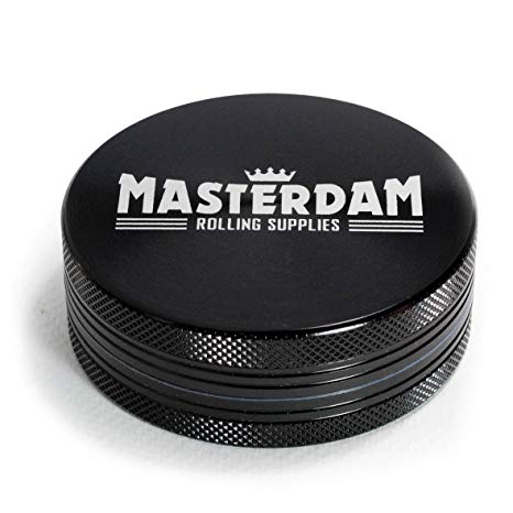 Masterdam Grinders 2-Piece Anodized Aluminum Herb Grinder - Large 2.5-Inch Black