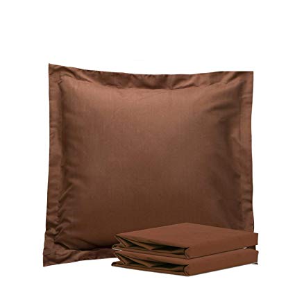 NTBAY 100% Brushed Microfiber Throw Pillow Cushion Cover Set of 2, Euro Pillow Shams, Soft and Cozy, Wrinkle, Fade, Stain Resistant (Euro 26"x26", Coffee)