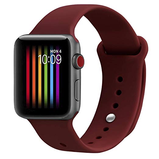 Lesampo Compatible with Apple Watch Band 38mm 40mm 42mm 44mm,Soft Breathable Silicone Sport Band Replacement Wrist Strap Compatible for iWatch Series 4/3/2/1,Nike ,Sport,Edition,S/M M/L Size