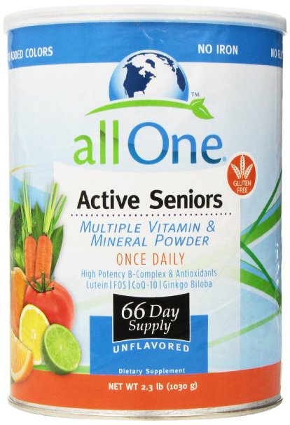 All One Powder Multiple Vitamins & Minerals for Active Seniors, 2.3-Pound Can
