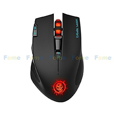 FOME Updated version Ergonomic Righthanded Design Buttons Precise positing Optical Wireless Gaming Mouse Black C20