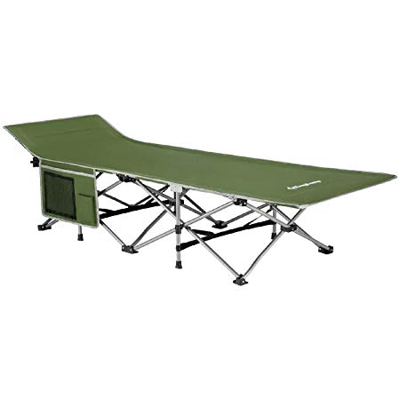 KingCamp Deluxe Portable Camping Cot with 3-in-1 Pocket for Tent Office Beach Travel