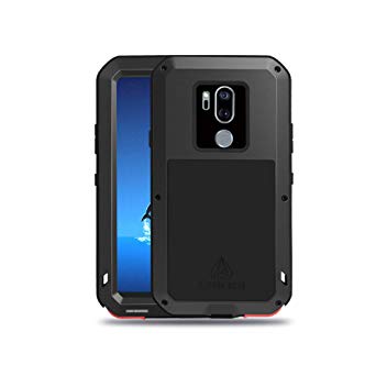 LG G7 Case,LG G7 ThinQ Case,Water Resistant Shockproof Aluminum Metal [Outter] Super Anti Shake Silicone [Inner] Fully Body Protection With Gorilla Glass Screen Protector for LG G7 ThinQ (Black)