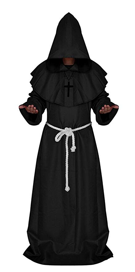 H&ZY Medieval Friar Monk Robe Cosplay Halloween Hooded Cape Unisex Costume Cloak