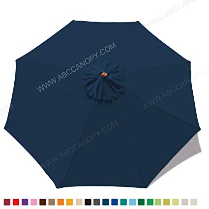 ABCCANOPY 23  colors 9ft Market Umbrella Replacement Canopy 8 Ribs (navy blue)