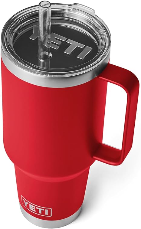 YETI Rambler 42 oz Straw Mug, Vacuum Insulated, Stainless Steel, Rescue Red