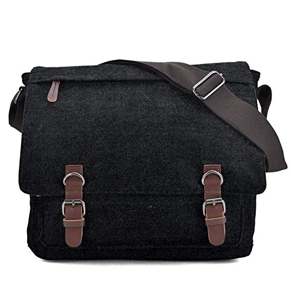 Vintage Canvas Messenger Shoulder Bag Causal Crossbody Bookbag Computer Laptop Bag Business Briefcase for 15" Laptop