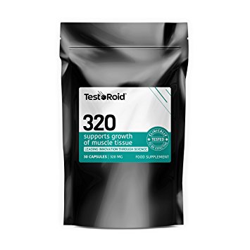 TESTOROID 320 TESTOSTERONE BOOSTER **POWERFUL NATURAL BODY-BUILDING SUPPLEMENT** BUILD MUSCLE INCREASE STRENGTH & STAMINA UK MANUFACTURED SIMPLY THE BEST 100% MONEY BACK GUARANTEE